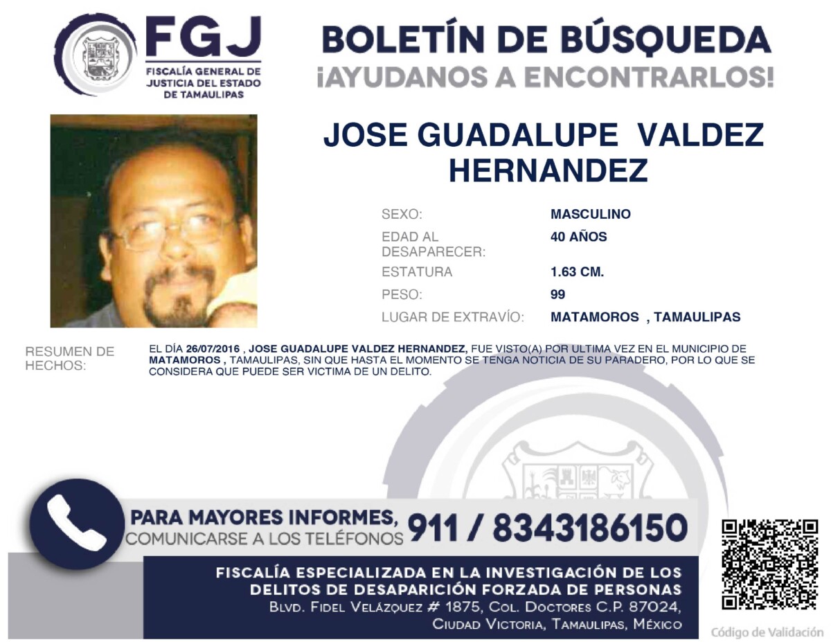 Boletín de búsqueda Jose Guadalupe