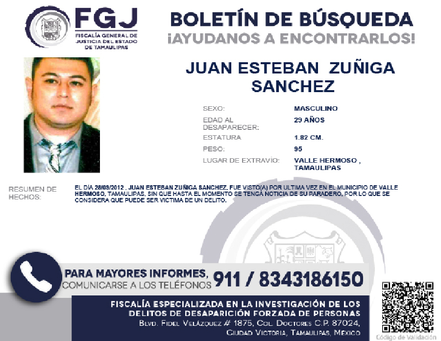 Boletín de Búsqueda Juan Esteban
