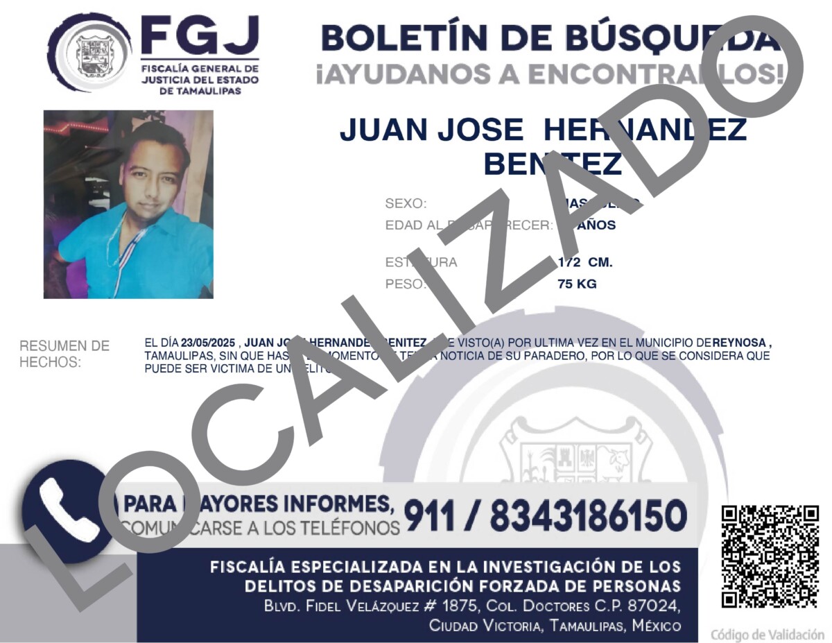Boletín de Búsqueda Juan José Hernandez