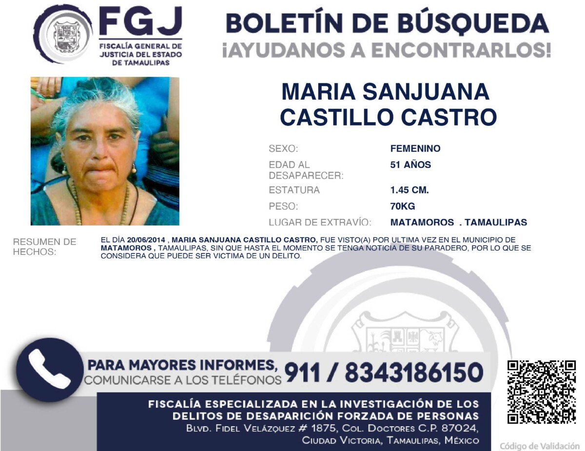 Boletín de Búsqueda Maria San Juana
