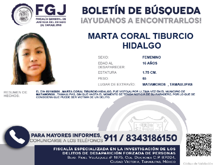 Boletín de Búsqueda Marta Coral