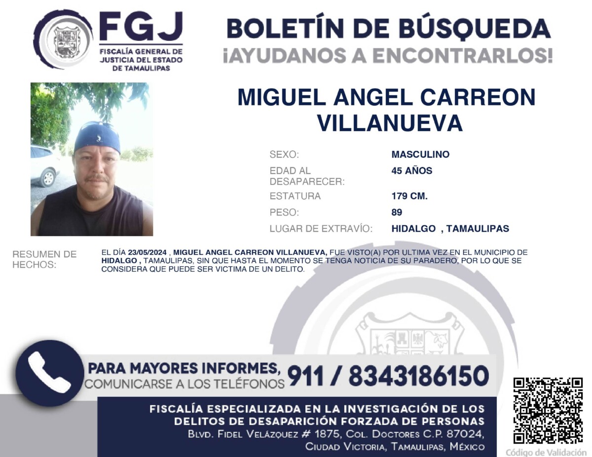 Boletín de Búsqueda Miguel Angel
