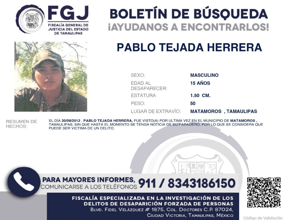 Boletín de Búsqueda Pablo Tapia