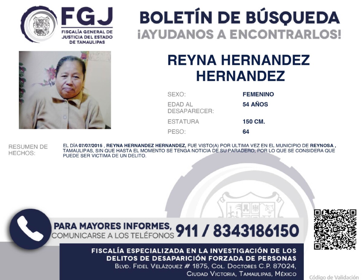 Boletín de Búsqueda Reyna