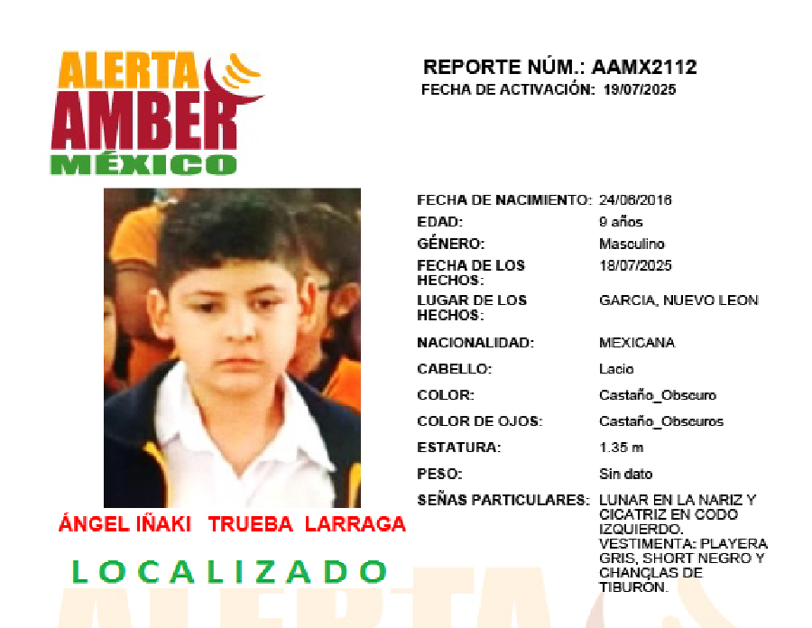 Alerta Amber Ángel Iñaki Trueba