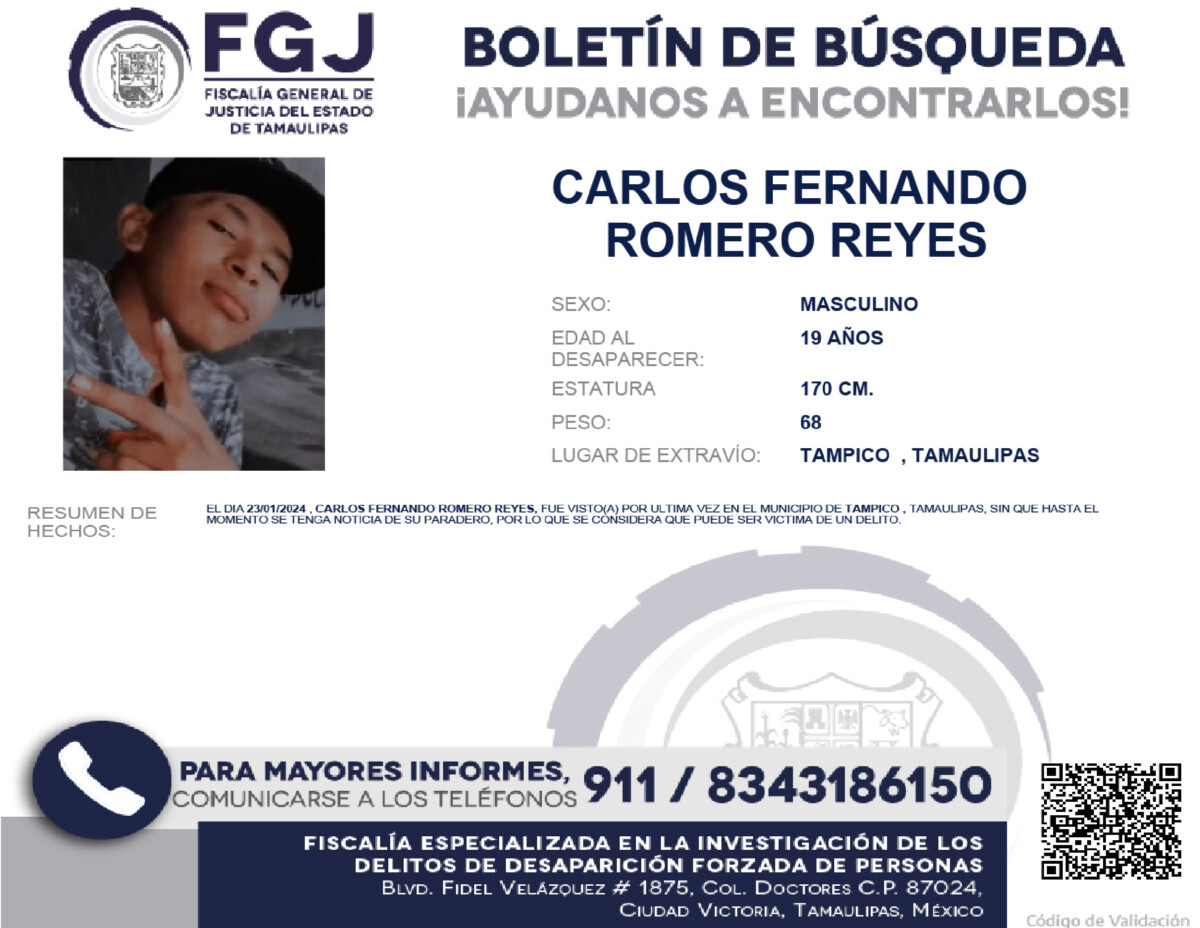 Boletín de Búsqueda Carlos Fernando