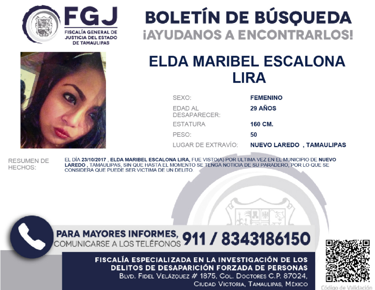 Boletín de Búsqueda Elda Maribel