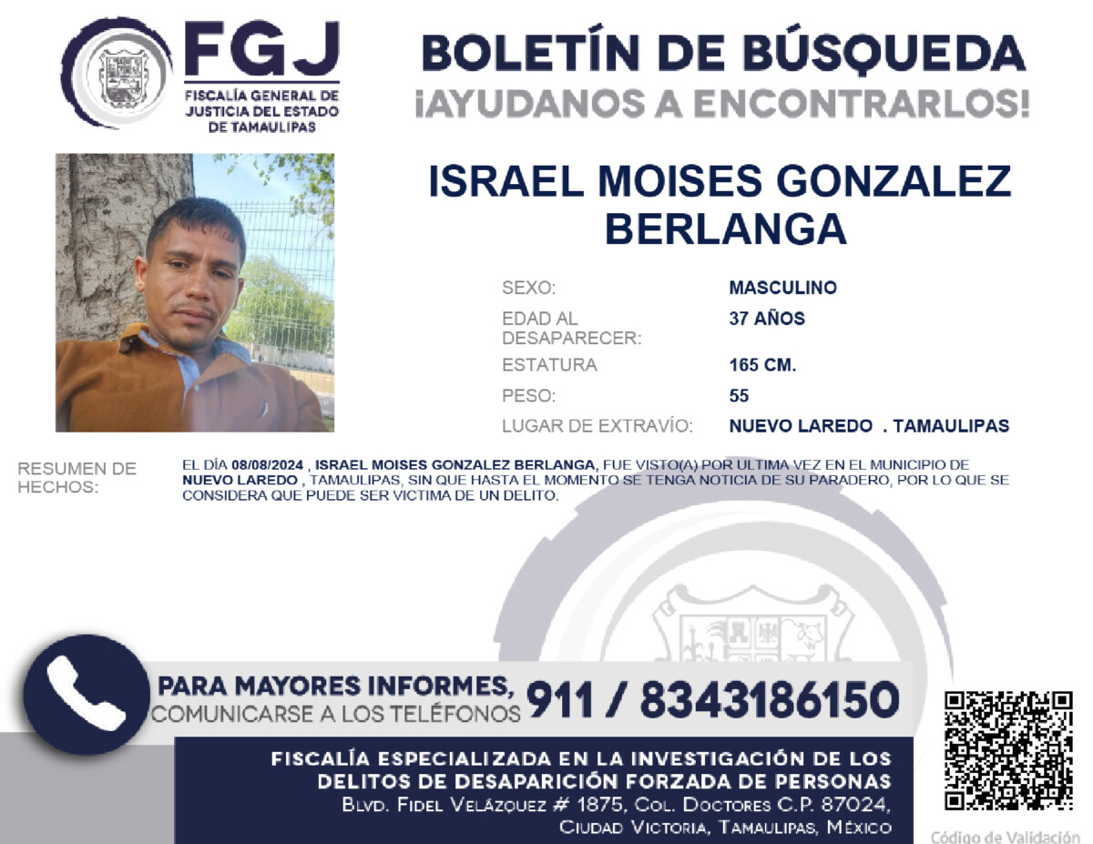 Boletín de Búsqueda Israel Moisés