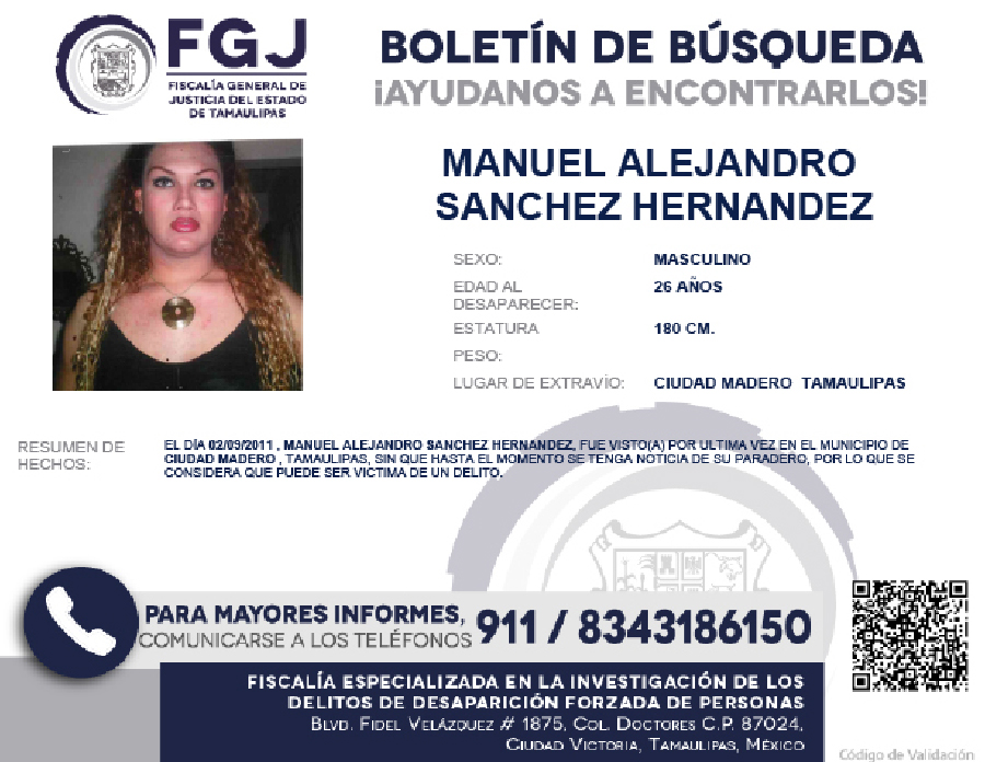 Boletín de Búsqueda Manuel Alejandro