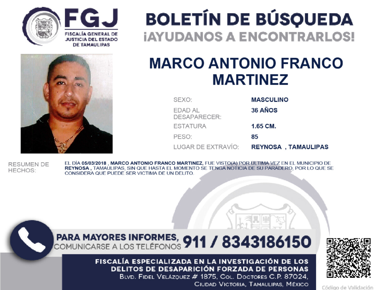 Boletín de Búsqueda Marco Antonio