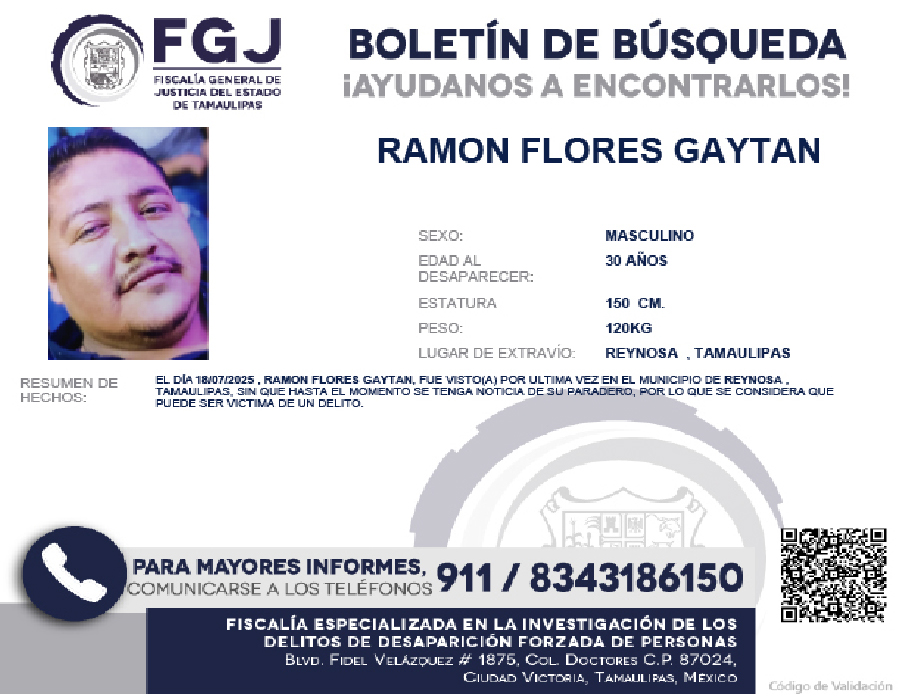 Boletín de Búsqueda Ramón Flores