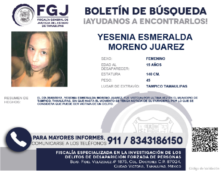 Boletín de Búsqueda Yesenia