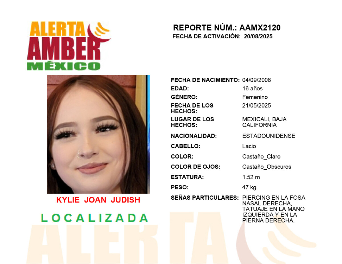 Alerta Amber Kylie Joan