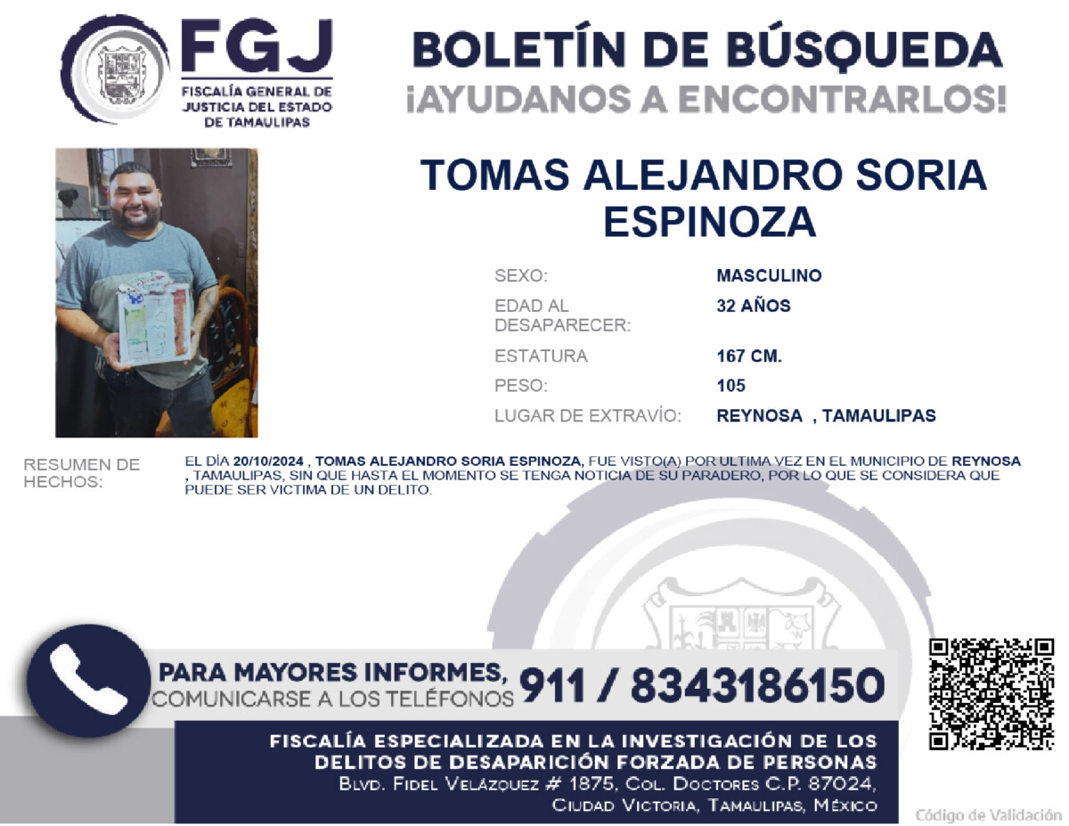 Boletín de Búsqueda Tomas Alejandro