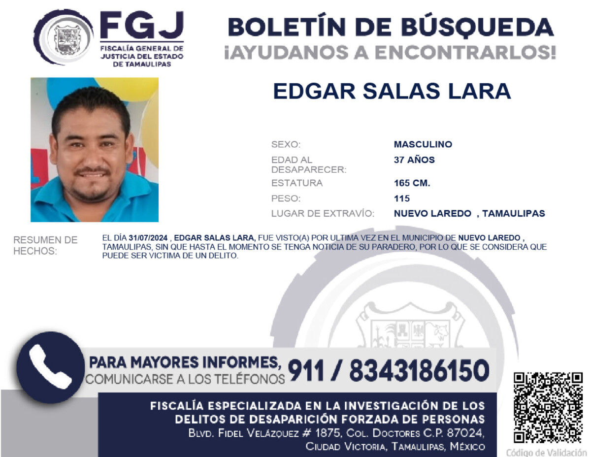 Boletín de Búsqueda Edgar Salas