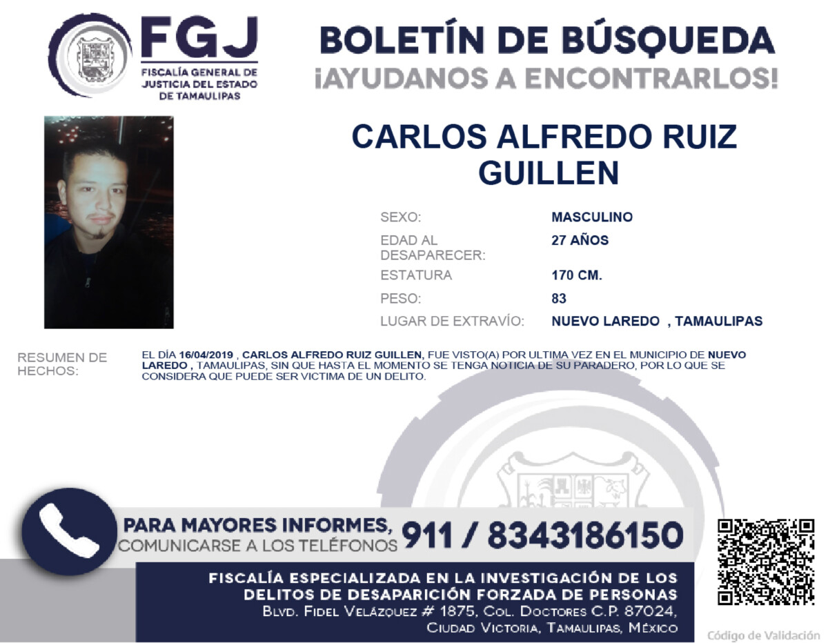 Boletín de Búsqueda Carlos Ruiz