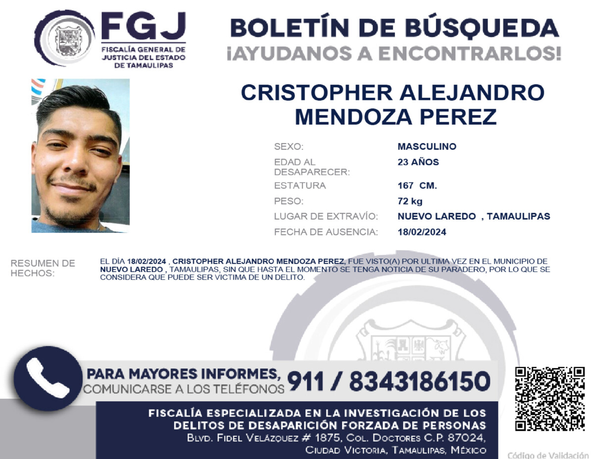 Boletín de Búsqueda Cristopher Alejandro