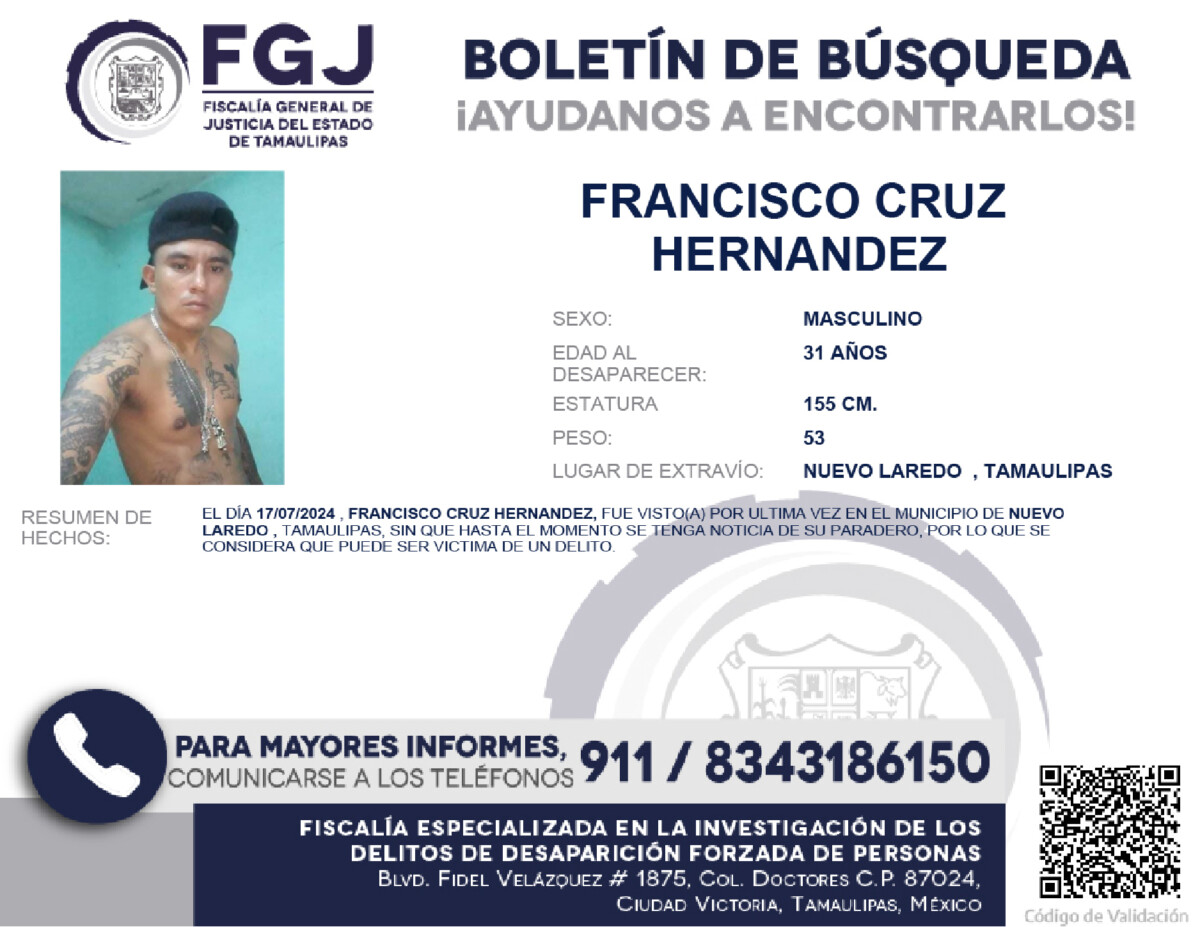Boletín de Búsqueda Francisco Cruz