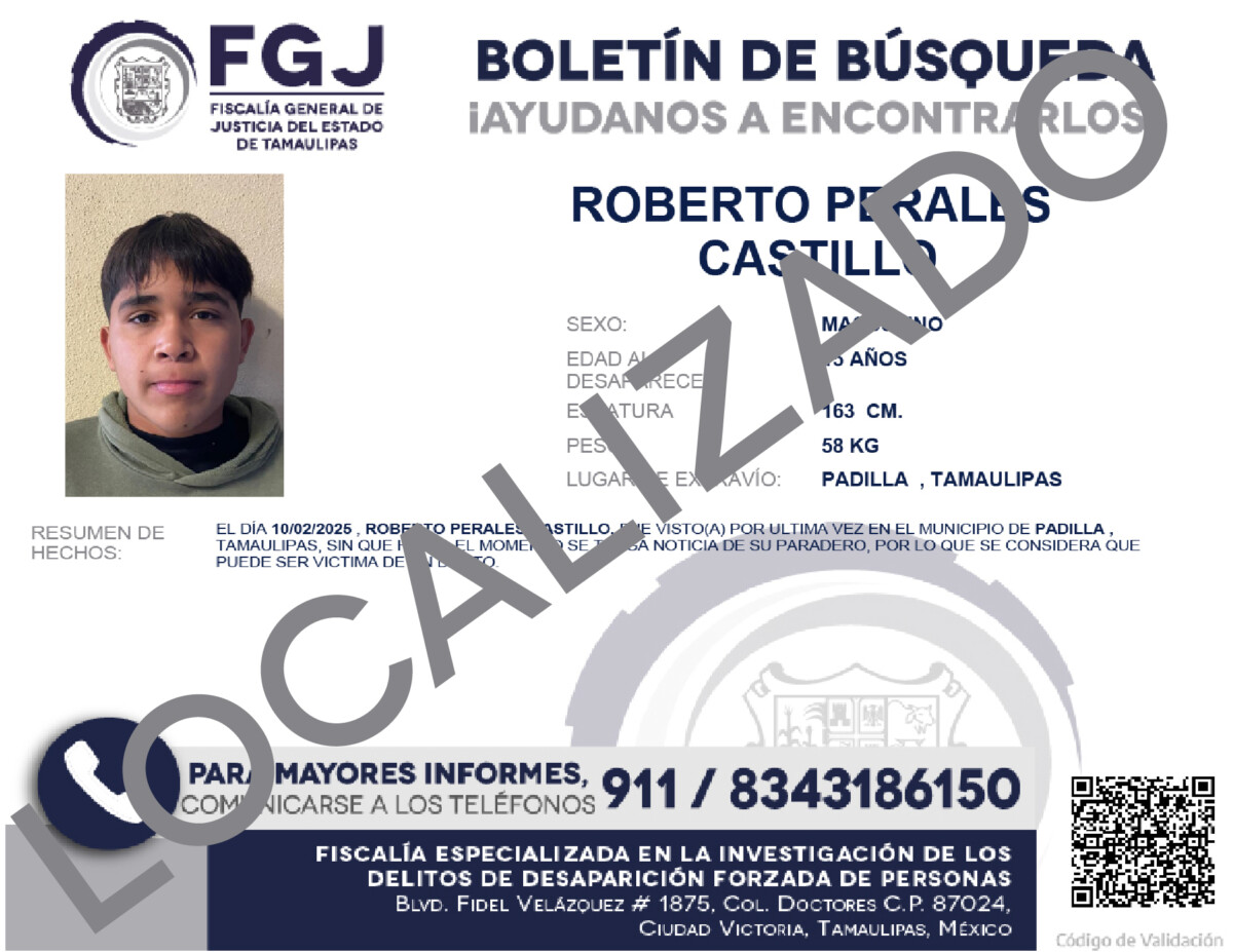 Boletín de Búsqueda Roberto Perales
