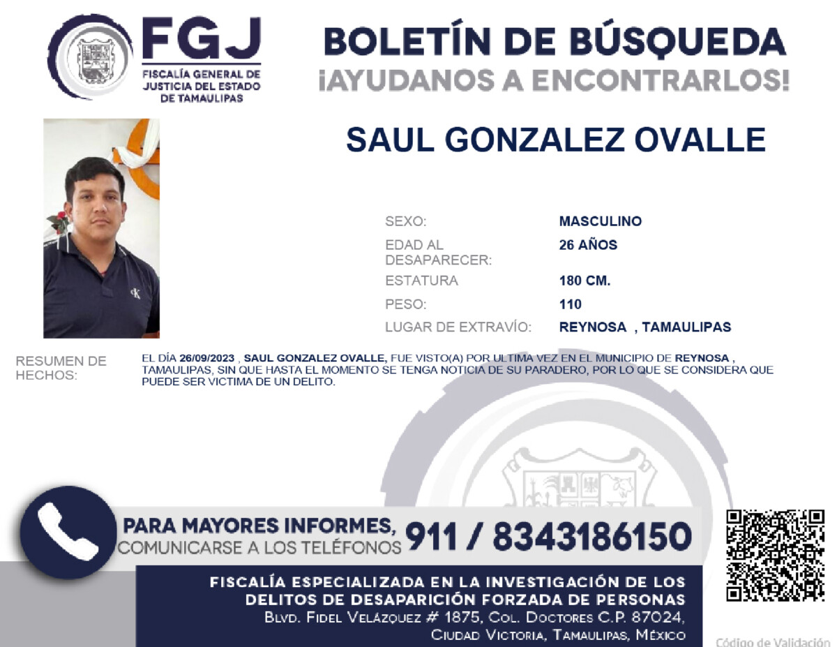 Boletín Búsqueda Saul Gonzalez