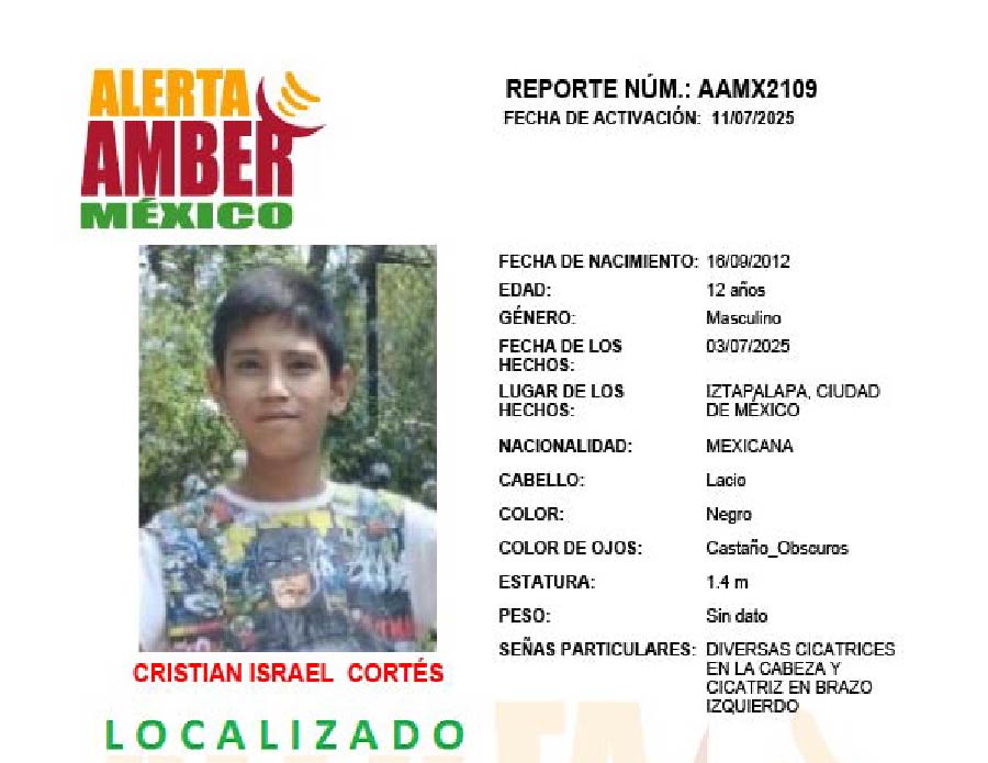 Alerta Amber Cristian Israel