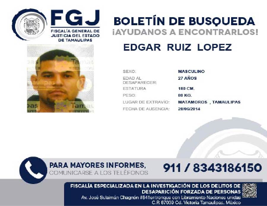 Boletín de Búsqueda Edgar Ruiz