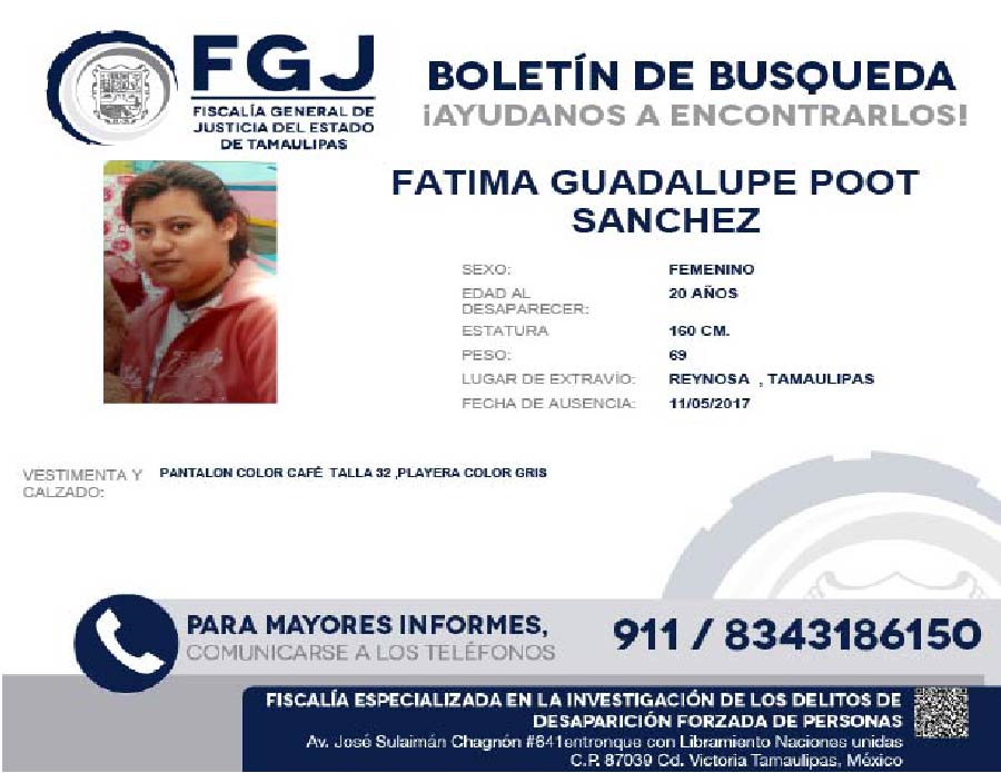 Boletin de busqueda Fatima