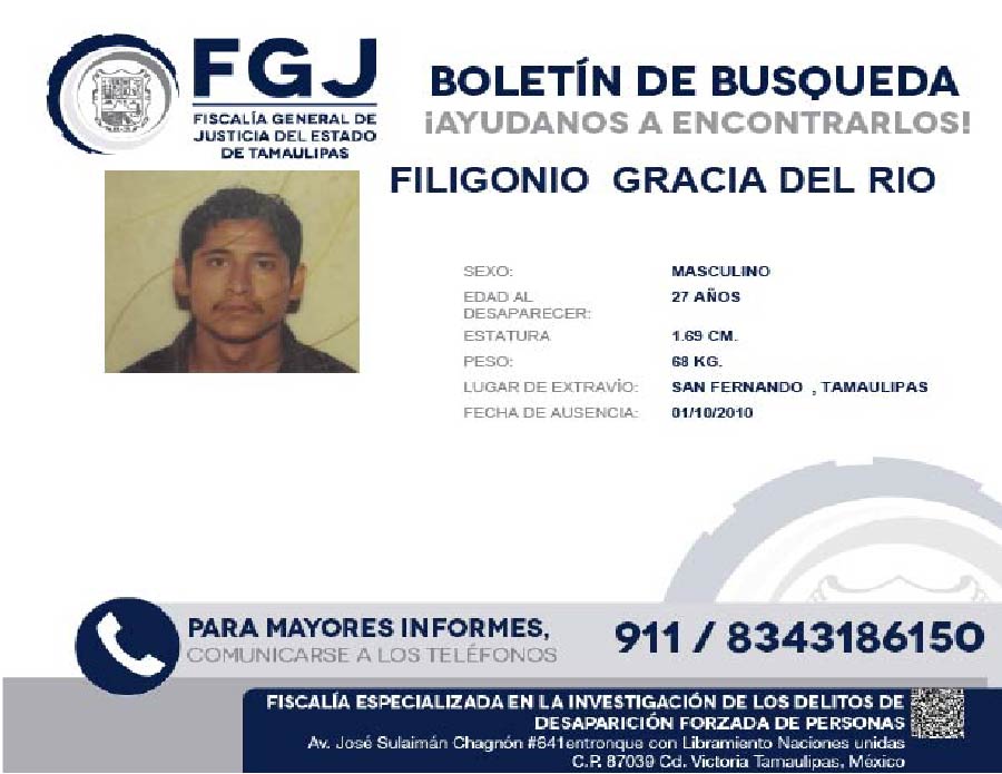 Boletín de Búsqueda Filigonio Gracia