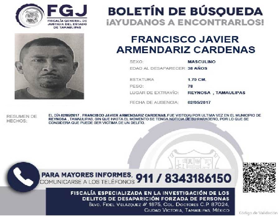 Boletín de Búsqueda Francisco Javier