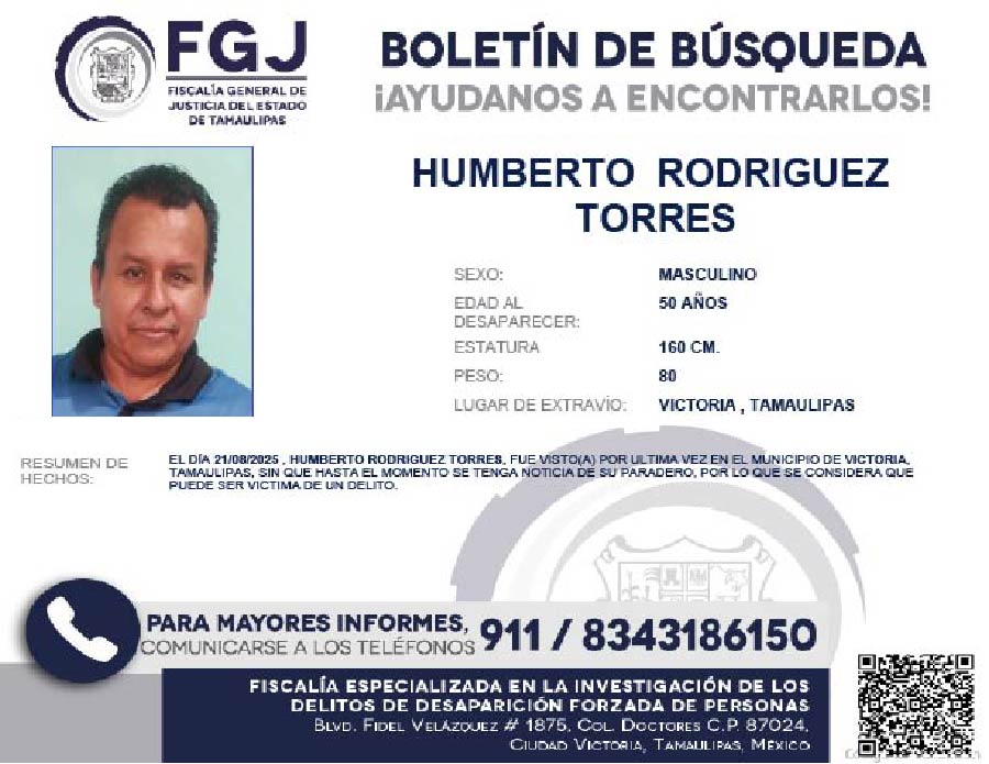 Boletín de Búsqueda Humberto Rodriguez
