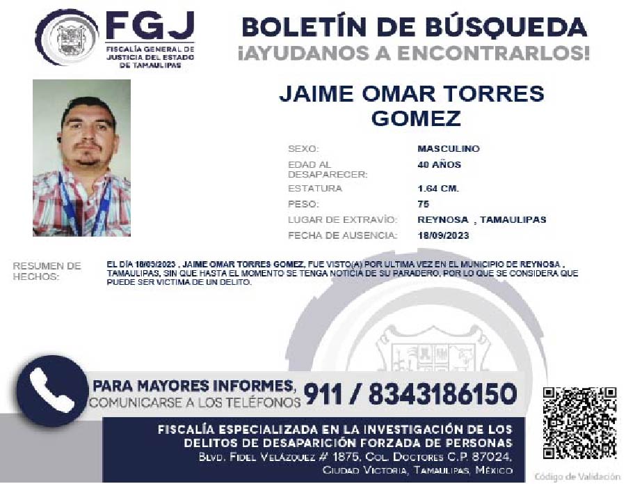Boletín de Búsqueda Jaime Omar
