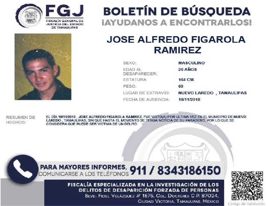 Boletín de Búsqueda Jose Alfredo