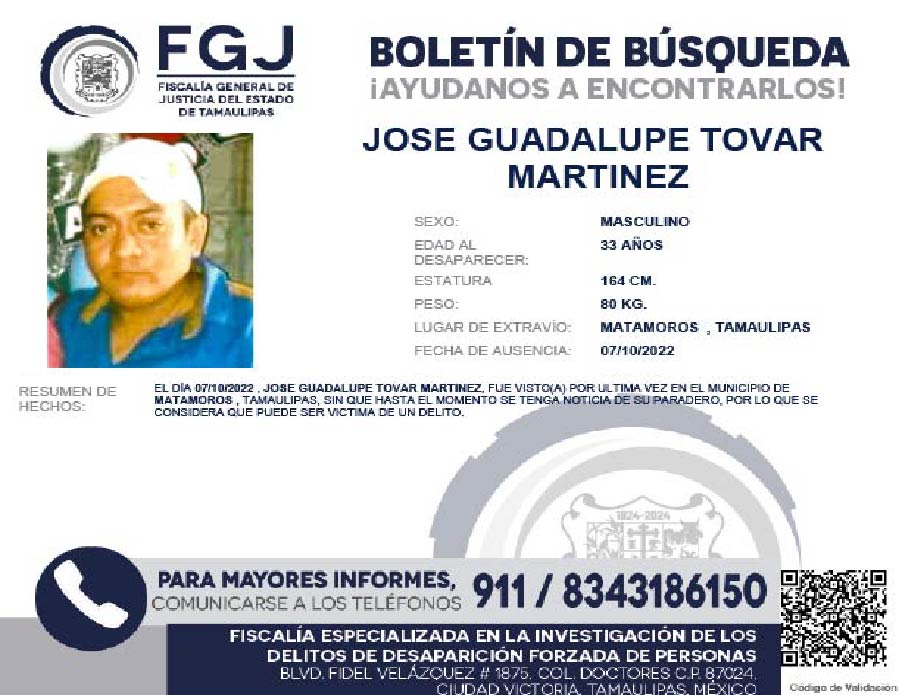 Boletín de Búsqueda Jose Guadalupe