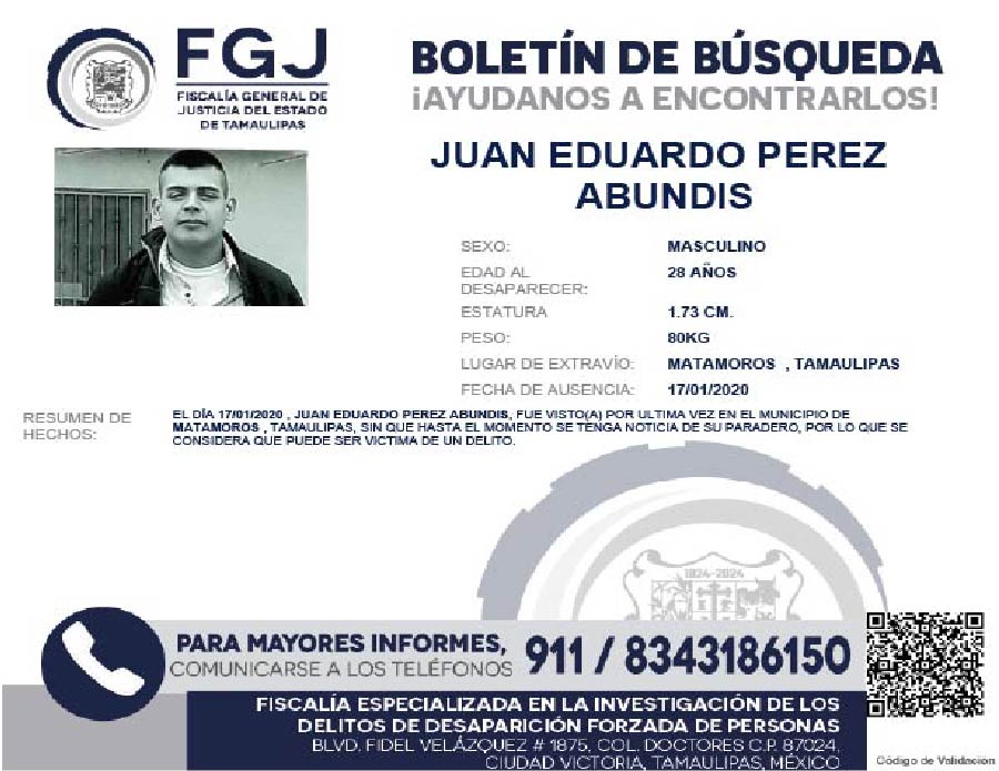 Boletín de Búsqueda Juan Eduardo