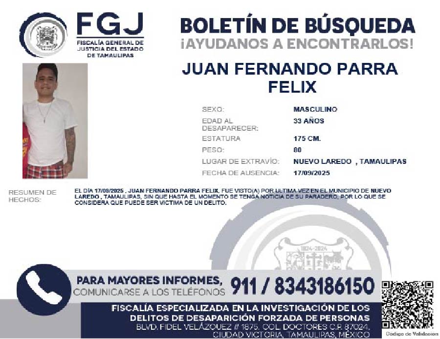 Boletín de Búsqueda Juan Fernando