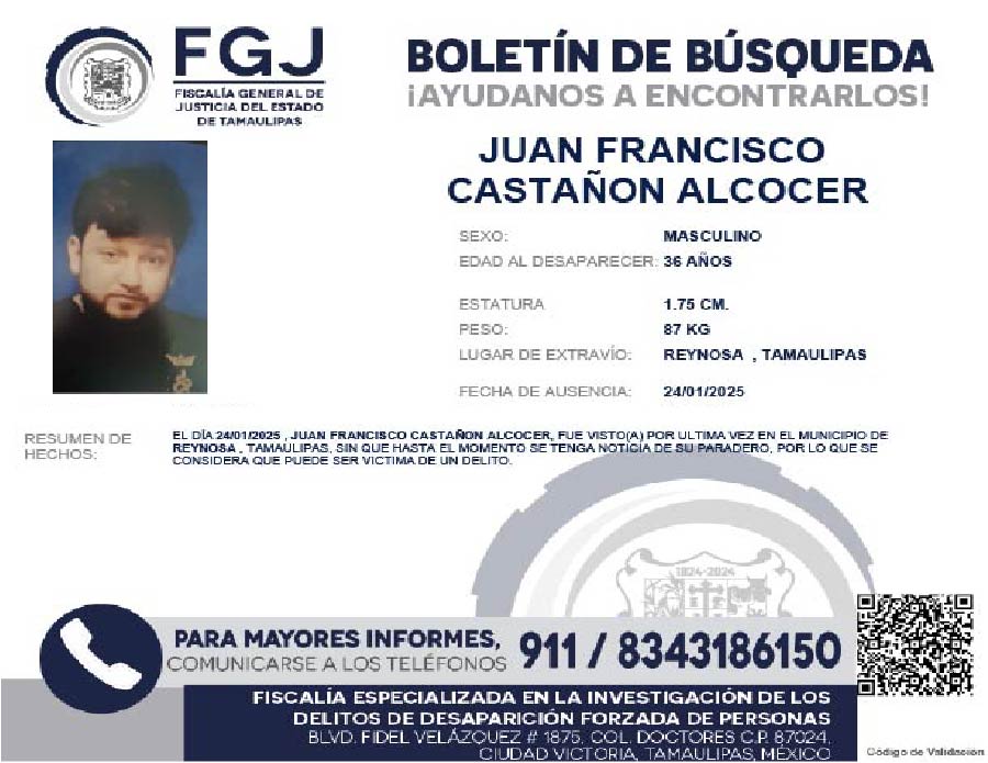 Boletín de Búsqueda Juan Francisco