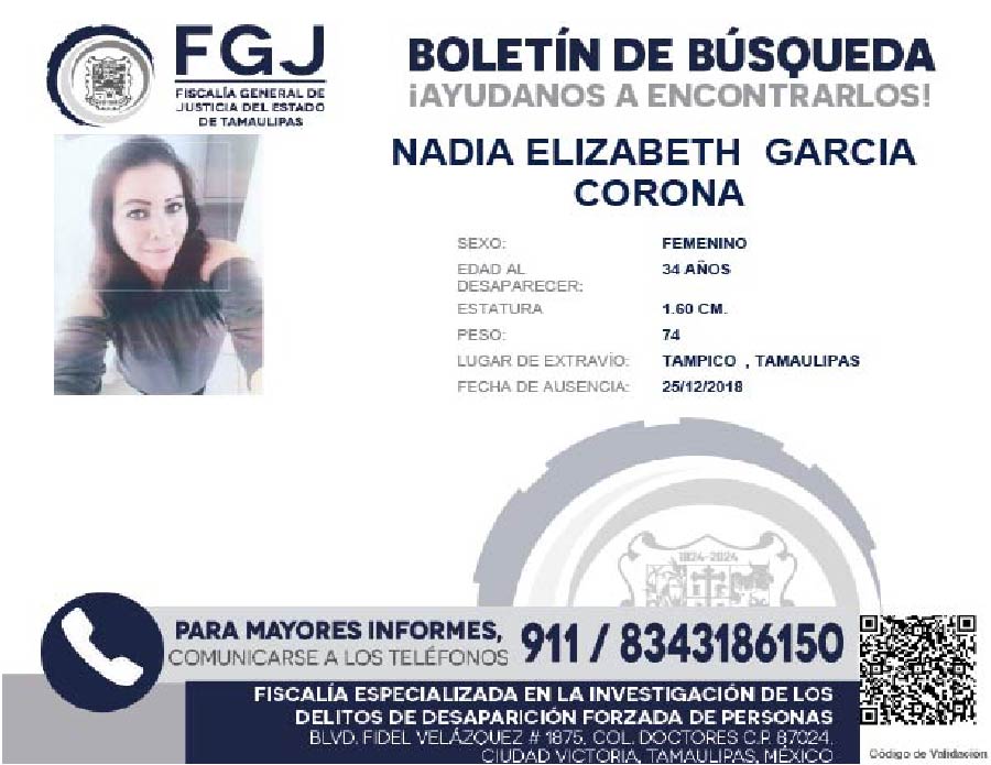 Boletín de Búsqueda Nadia Elizabeth