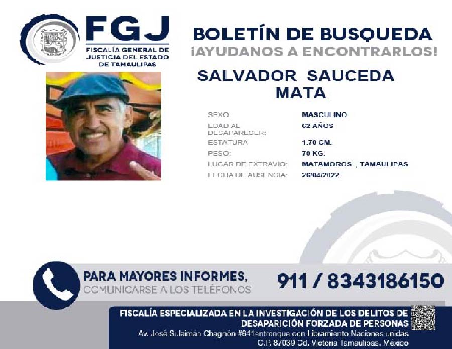 Boletín de Búsqueda Salvador Sauceda