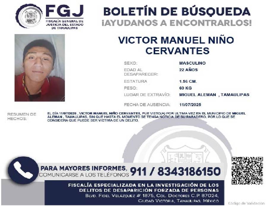 Boletín de Búsqueda Victor Manuel
