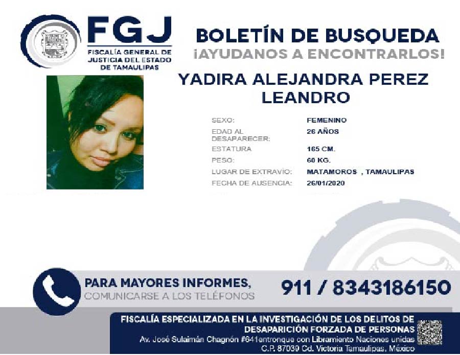Boletín de Búsqueda Yadira