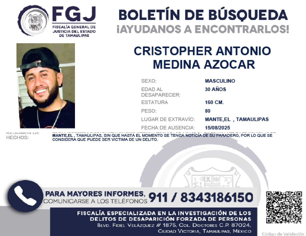 Boletín de Búsqueda Cristopher