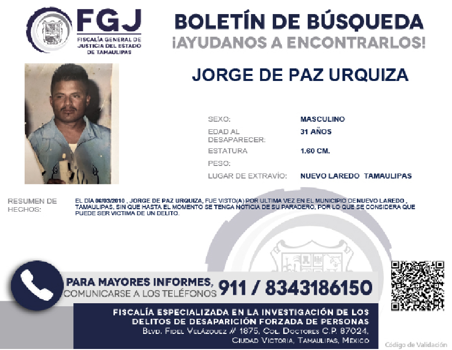Boletín de Busqueda Jorge Paz