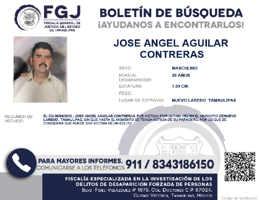 Boletín de Búsqueda publicado Jose Angel