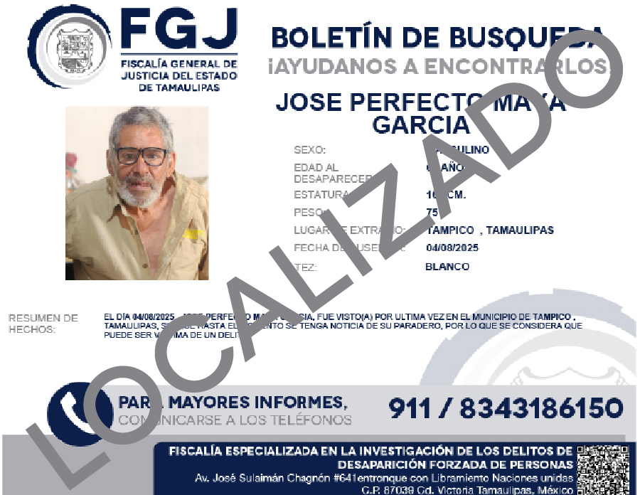 Boletín de Búsqueda José Perfecto