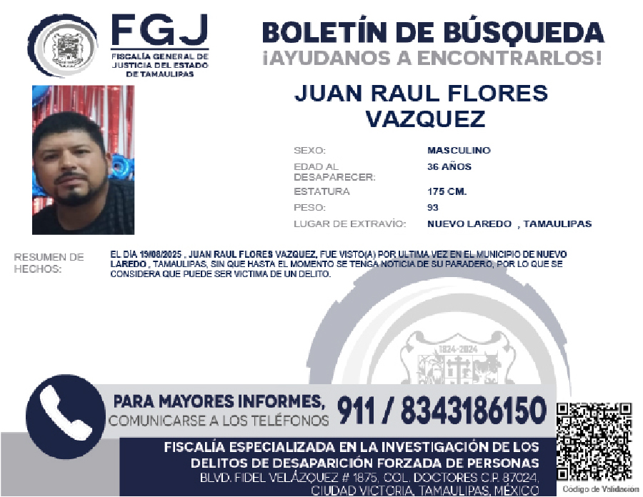 Boletín de Búsqueda Juan Raul