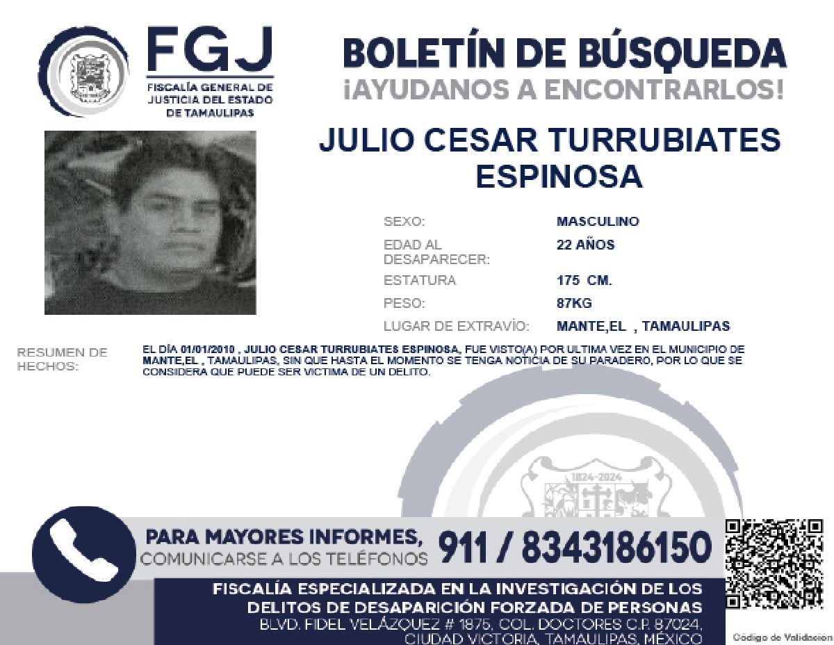 Boletín de Búsqueda Julio Cesar