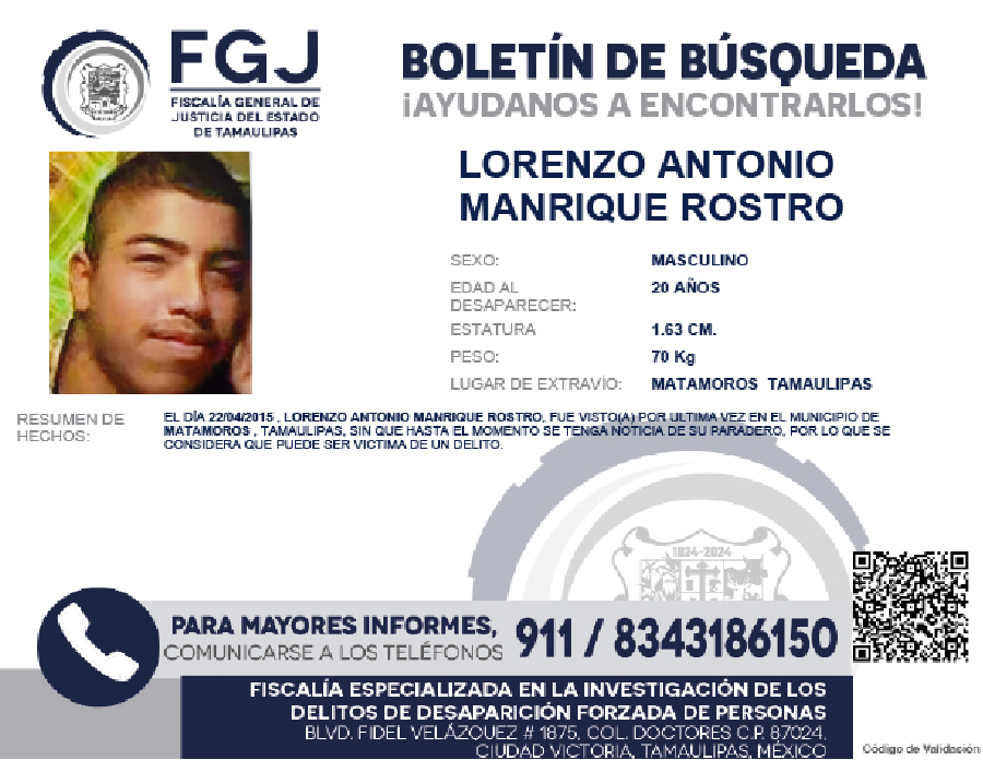 Boletín de Búsqueda Lorenzo
