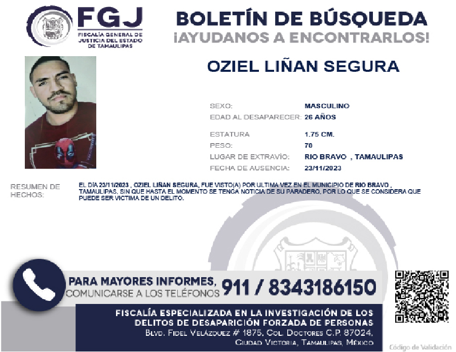Boletín de Busqueda Oziel