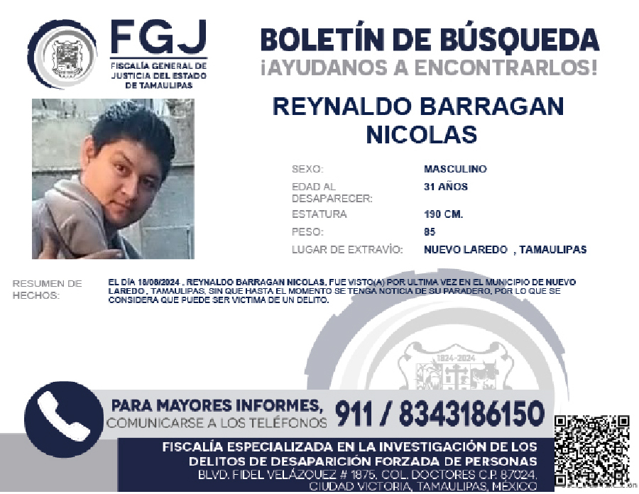 Boletín de Búsqueda Reynaldo