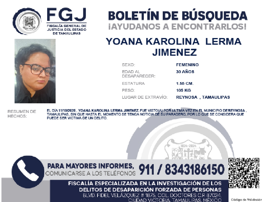 Boletín Búsqueda yoana Karolina